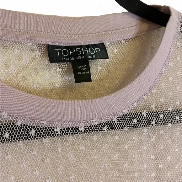Topshop Pastel Lilac Sheer Ruffle Top with Dotted Swiss Detail - Picture 6 of 6
